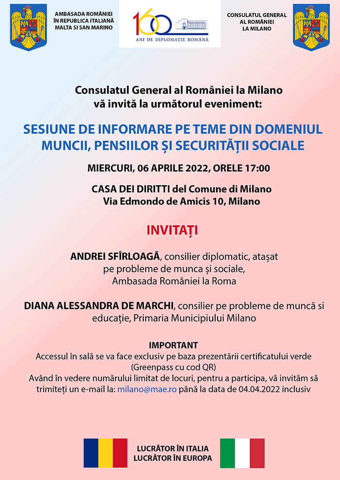 Sesiune de informare pentru românii din Milano